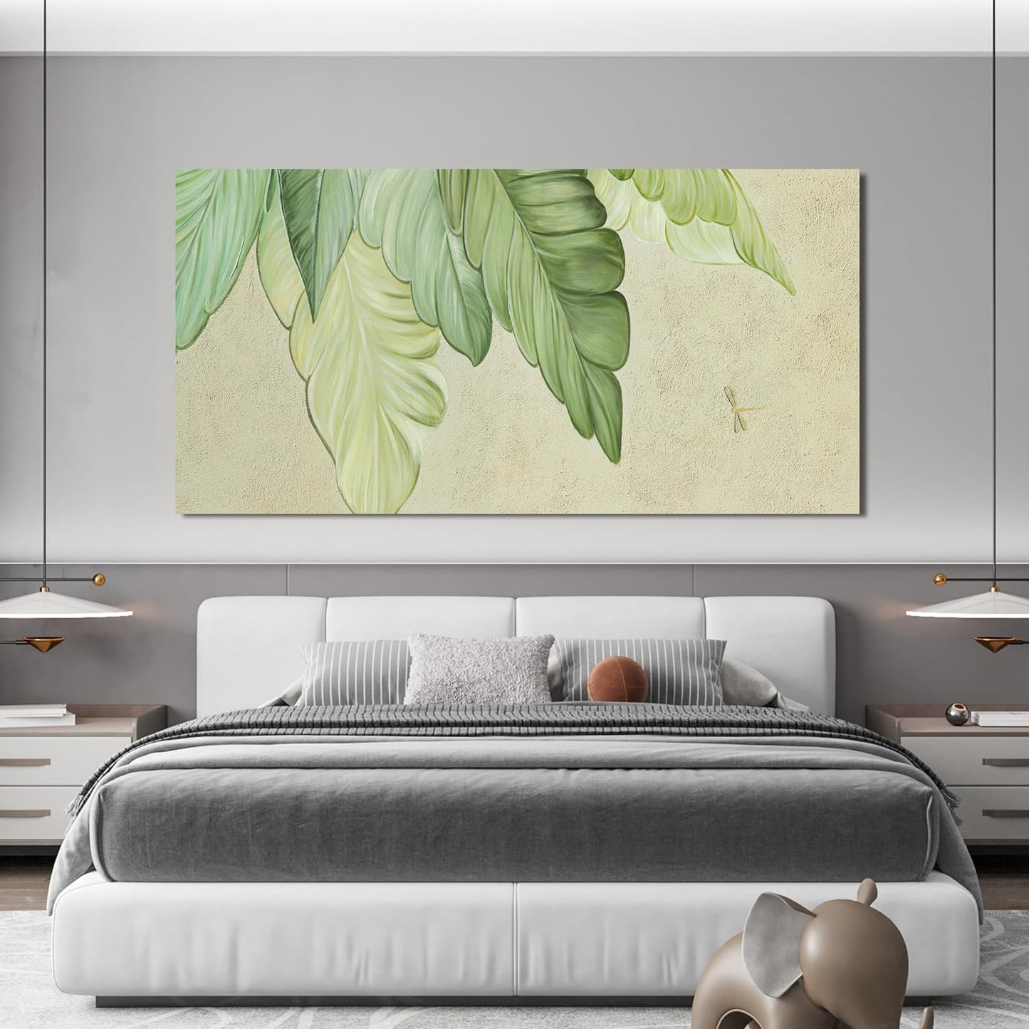 Canvas Wall Art Decor Large Modern Green Wall Art Prints Wall Art Pictures for Living Room Art Work for Wall Decor Boho Botanical Wall Art Oversized Artwork for Walls Bedroom Office Decor 29" X 58"