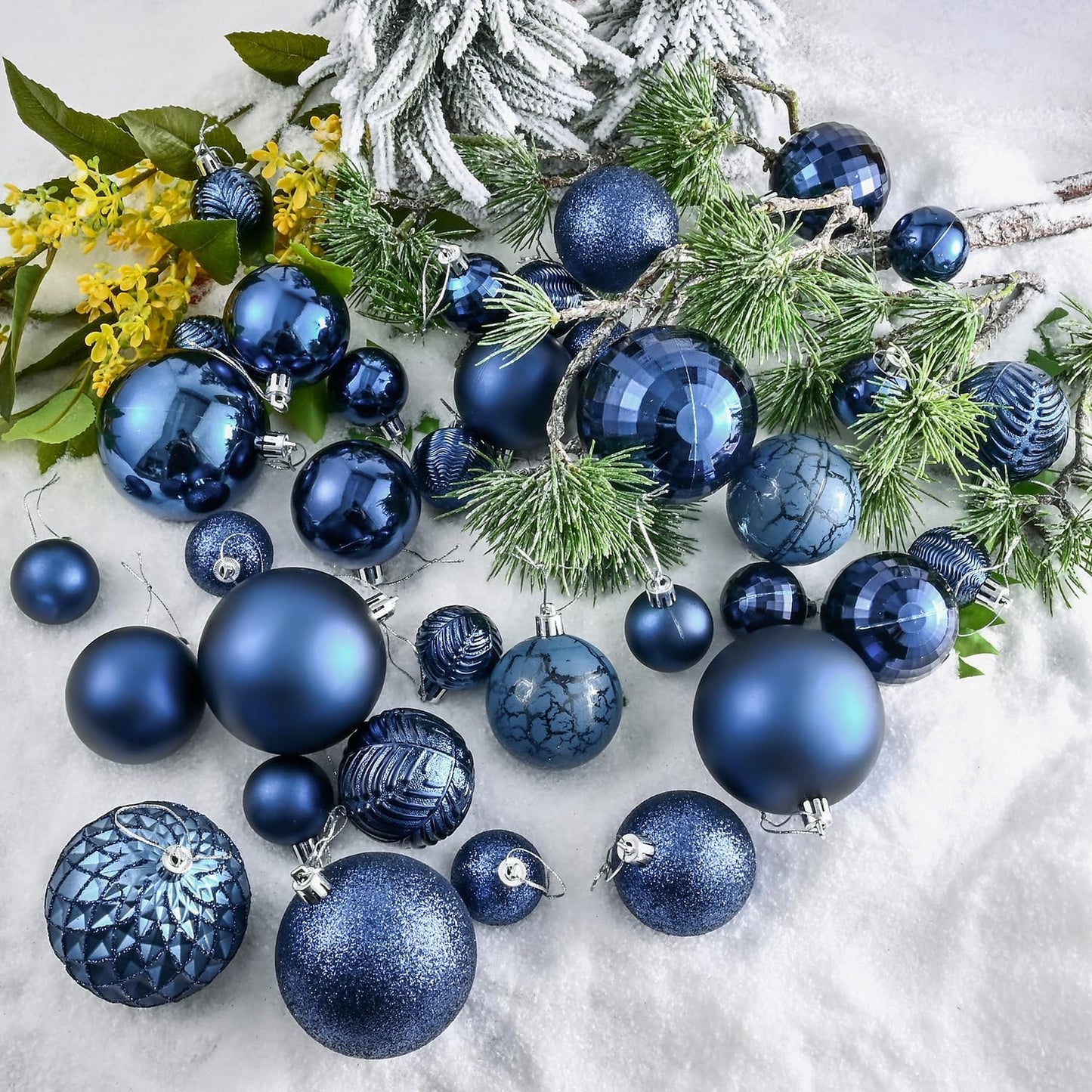 LANGXUN 36pcs Midnight Blue Christmas Tree Decorations Balls, Bolas De Navidad, 2025 Christmas Decor, Indoor Outdoor Shatterproof Christmas Ornaments, Xmars Party Wedding Suppiles