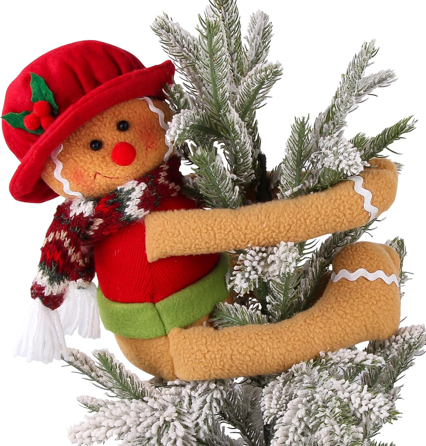 Gingerbread Christmas Tree Topper Decorations, Unique Funny Xmas Gingerbread Ornament Doll Plush Tree Hugger Decor for Wine Bottle Curtain Christmas Tree Ginger Bread Home Decor (Female Gingerbread)