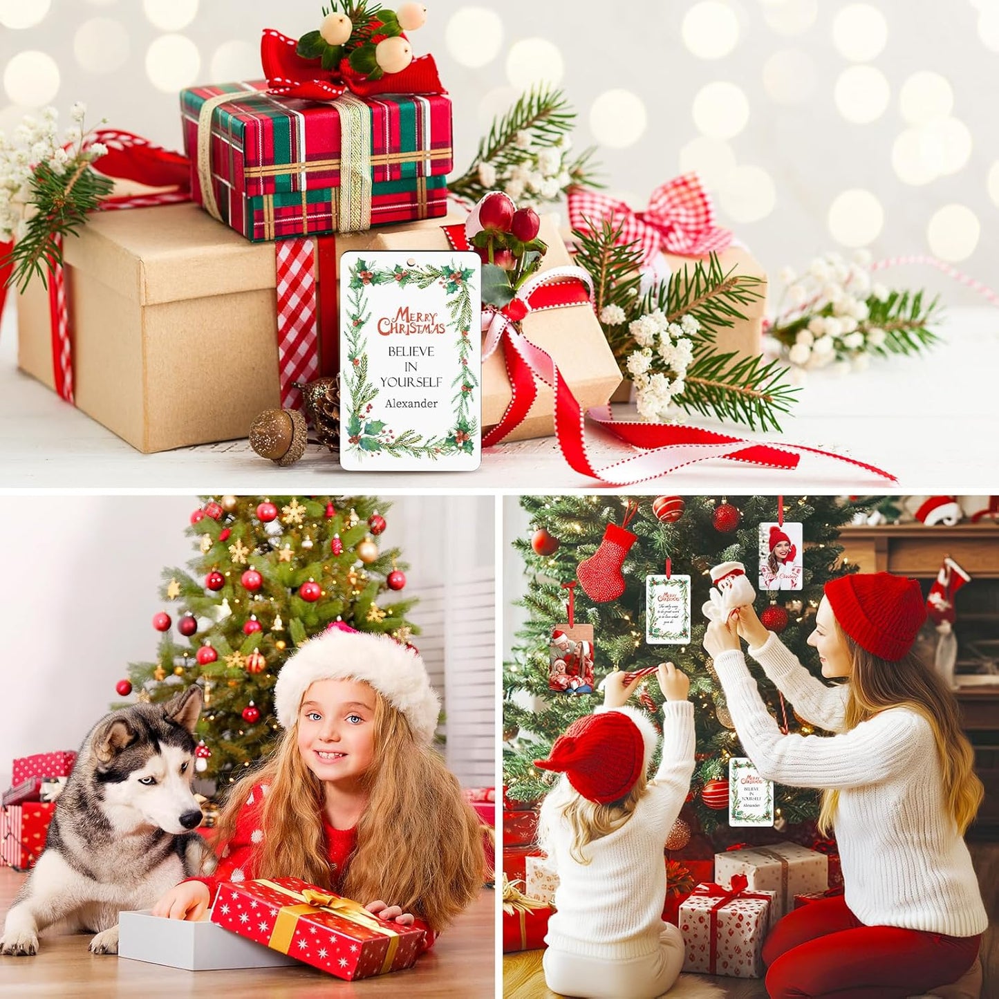 Personalized Christmas Ornaments 2025 Wood Custom Photo Picture Text Christmas Ornament Personalized Ornament Christmas Xmas Tree Decorations for Kids Couples Family Friends