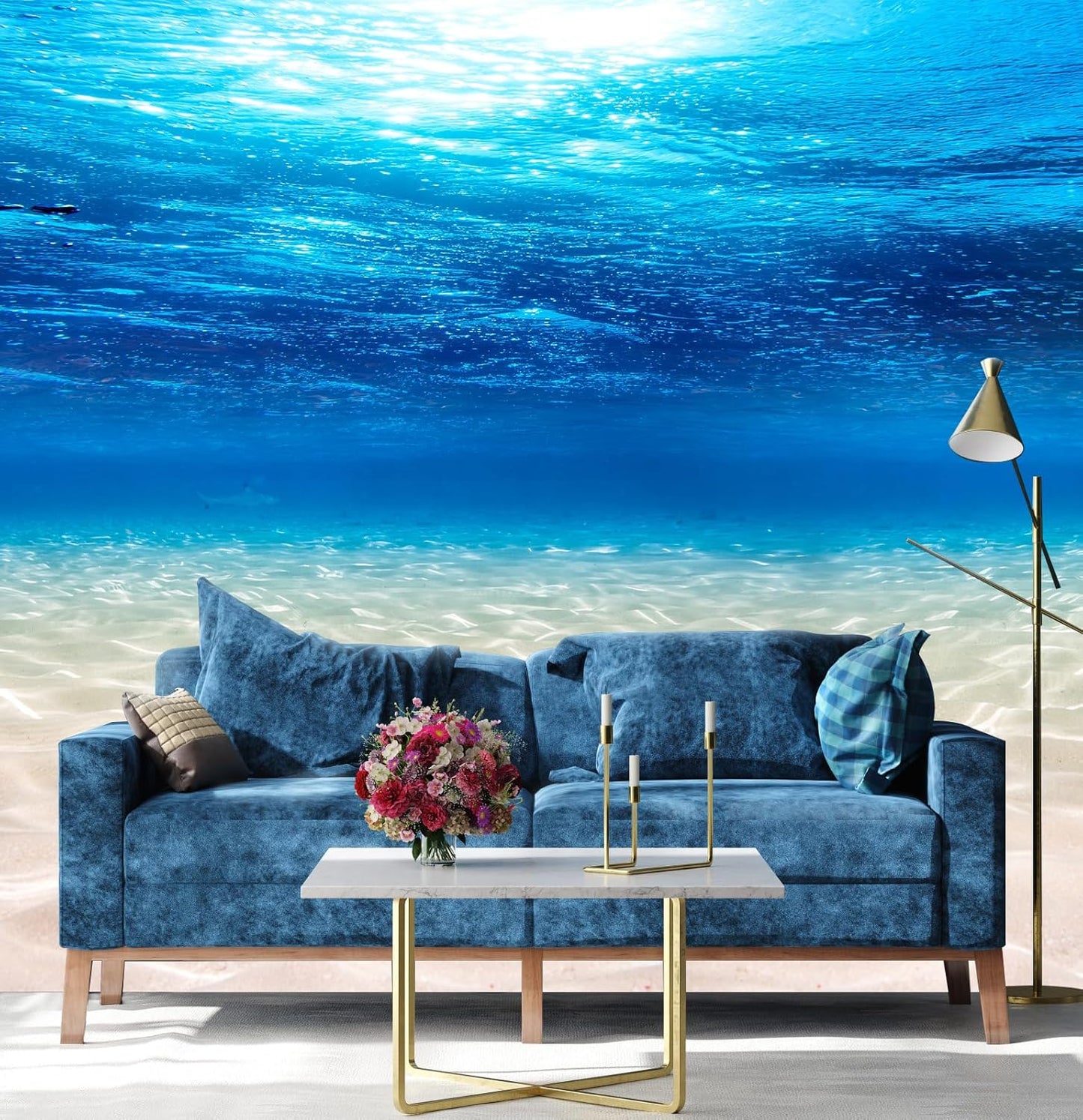 Undersea Landscape Wall Mural Deep Sea Natural Wallpaper for Bedroom Living Room (Not Peel n' Stick)