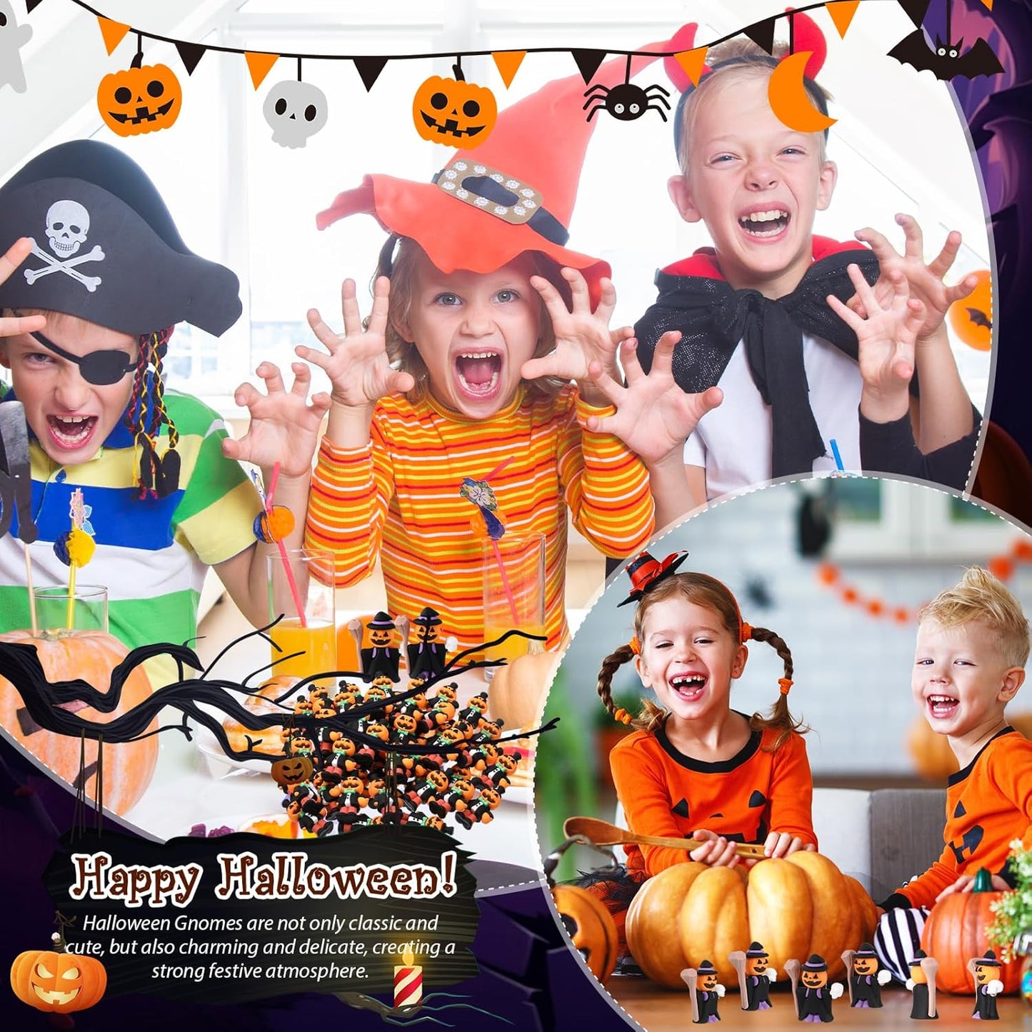 50 Pcs Halloween Mini Figurines Tiny Pumpkin Figures to Hide and Seek Rubber Wizard Miniatures Ornaments Gifts for Halloween Party Favors Table Decorations(Wizard)