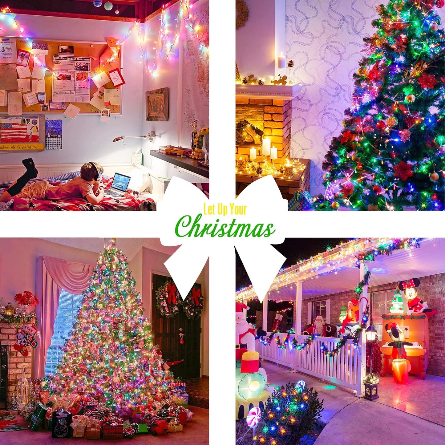 JMEXSUSS Multicolor Christmas Lights Battery Operated with 8 Modes Remote Waterproof, 33ft 100 LED Battery Christmas Lights Indoor Outdoor for Tree Home Party Room Garden Decor