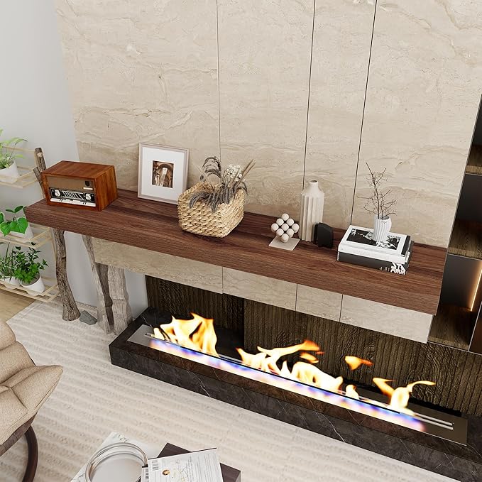 Floating Shelves 55 Inch Long, 12 Inch Deep Floating Shelves for Wall, Rustic Deep Wall Shelf for Fireplace Mantel, 55 x 12 Large Display Shelf for Living Room, Bedroom, Kitchen, Walnut Color, 1 Pack