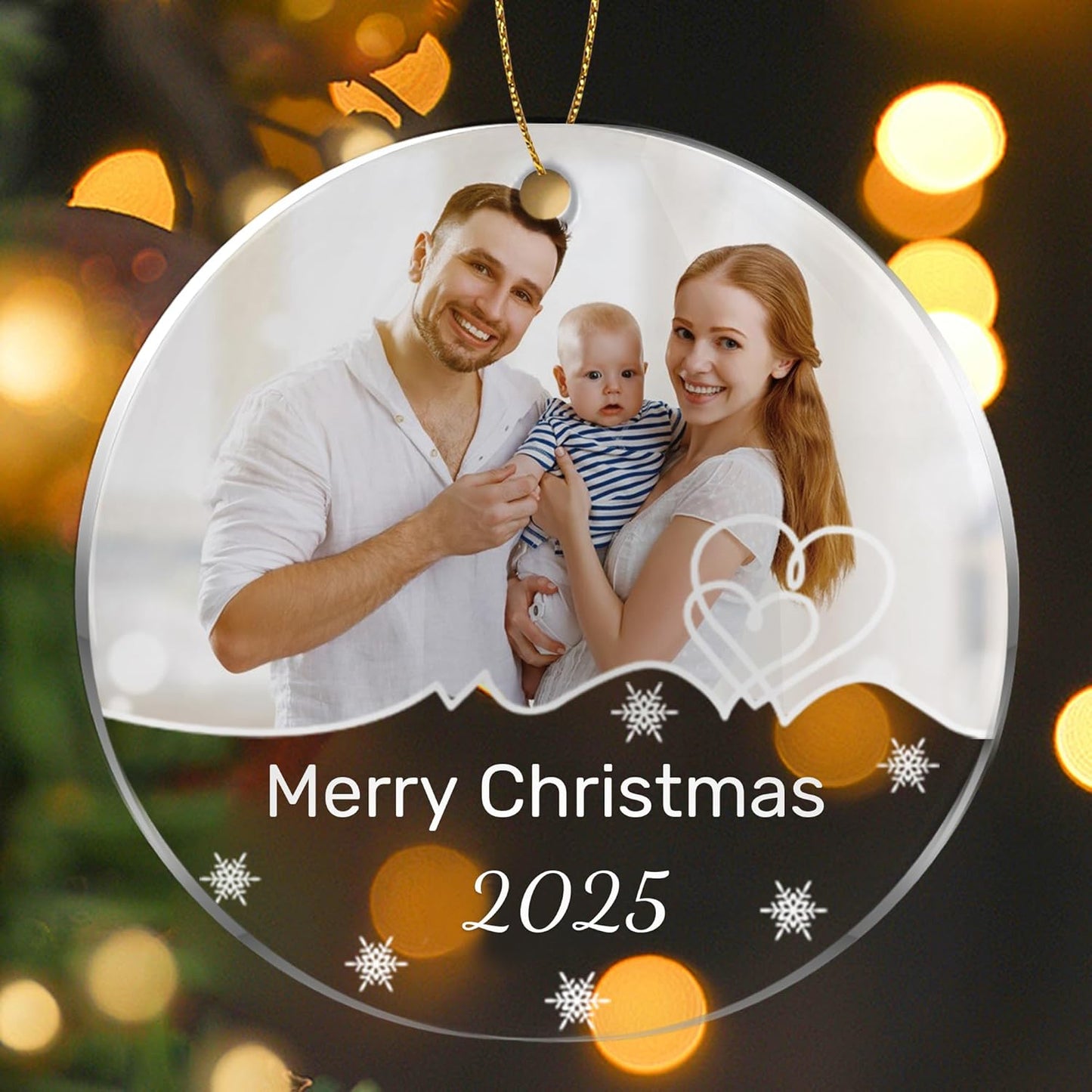 Personalized Christmas Ornaments, Custom Photo & Text 2025 Christmas Tree Ornament, Ideal for Xmas Decorations, Baby Showers, Weddings, Birthdays, Gifts for Mom, Dad, Kids, Pets, Friends