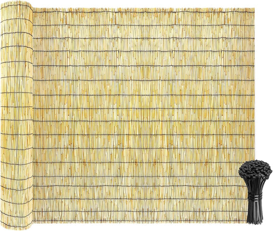 Natural Reed Fencing Rolls: Privacy Bamboo Fence 3/4/5/6ft High Roll Reed Screen, Decorative Bamboo Fencing for Outdoor Balcony Patio Garden Backyard,with Cable Zip Ties(Nature, 4x10ft)