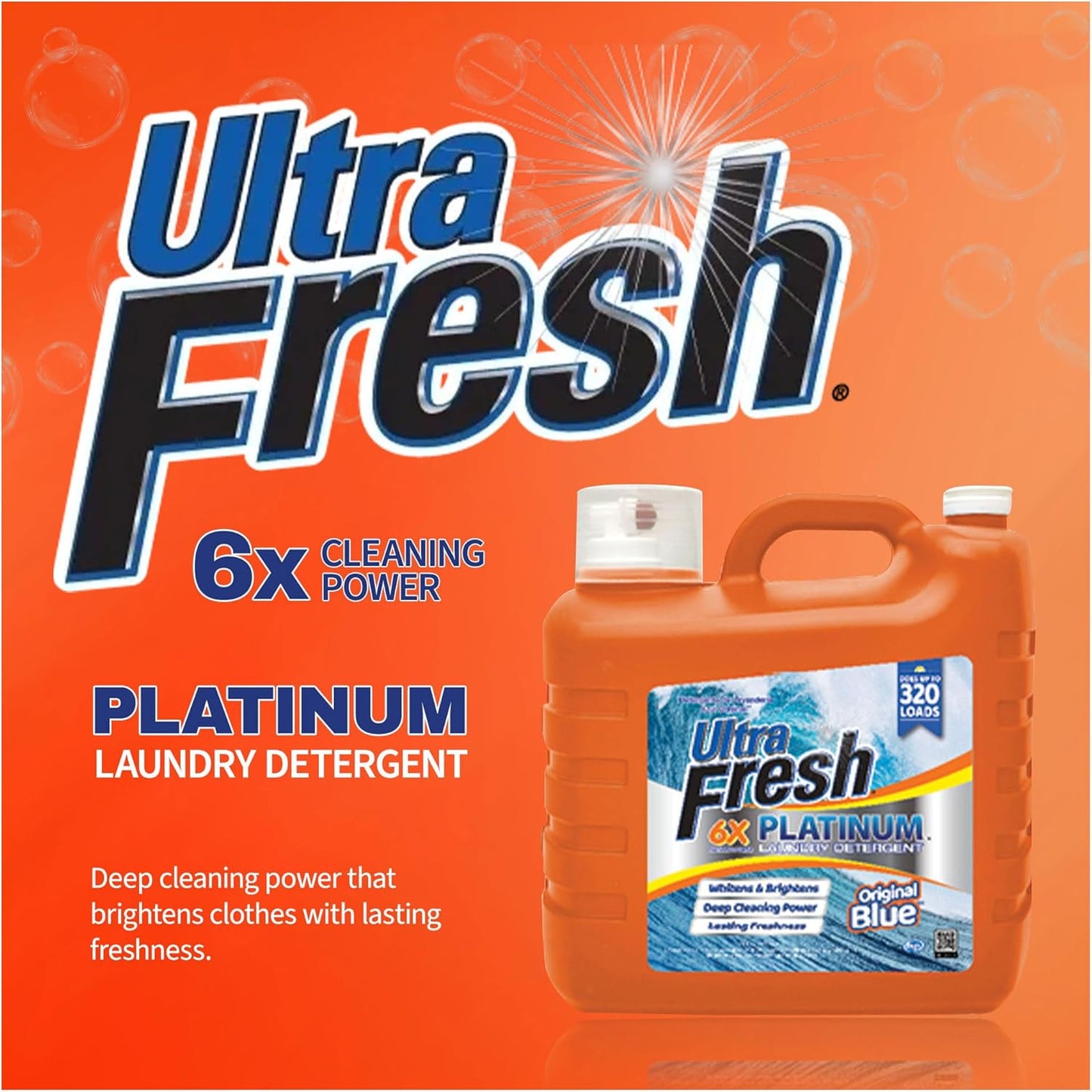 Ultra Fresh 2 x 2.5 Gallon Liquid Laundry Detergent Washing Soap for All Machine Types, 6X Platinum, Up to 640 Loads, Original Blue