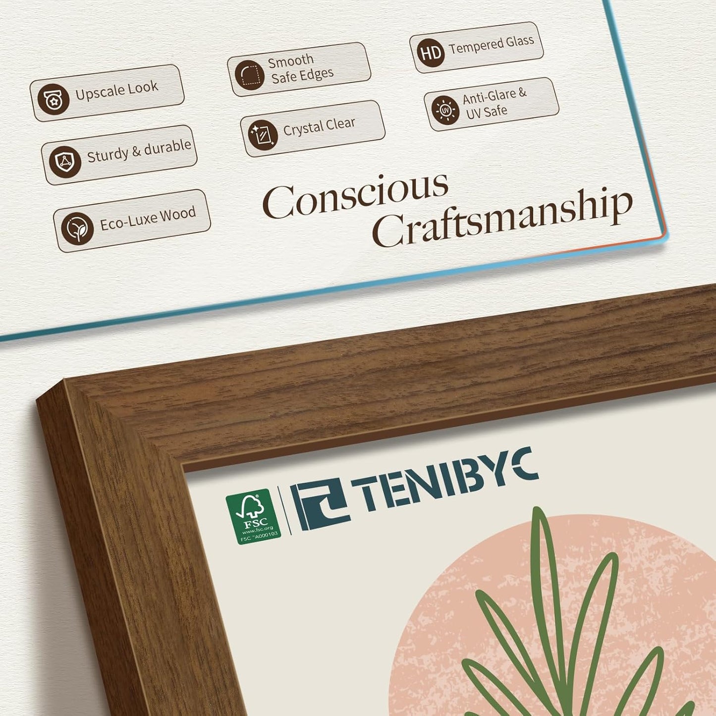 12x18 Poster Frame 3 Pack - Brown Woodgrain, Wood Poster Frame, HD Tempered Glass, Wall Gallery Picture Photo Frame