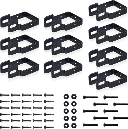 Fencer Wire Heavy Duty Garden Fence Bracket Set, 10 Pieces Metal Steel Connectors for Post and Panel Connection, Accessories of Metal Fencing Border