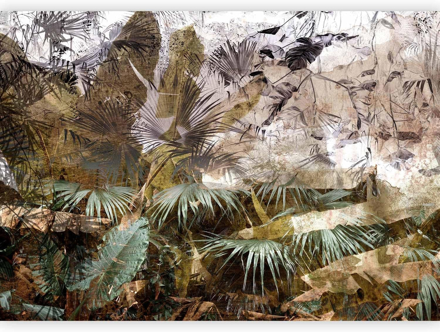 artgeist Premium Wall Mural Tropical Leaves 118x83 in - XXL Non-Woven Wallpaper Fleece Wall Decor Photo Print Picture Image Design Jungle Nature Palm Leaves Like Painted b-C-0789-a-a