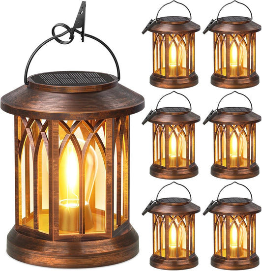 WdtPro Solar Lanterns Outdoor Hanging 6 Pack, Upgraded Bright Lantern Lights Outdoor Waterproof, Solar Powered Lantern Over 12Hrs Solar Lights for Outside Garden Yard Patio Decor (Copper)