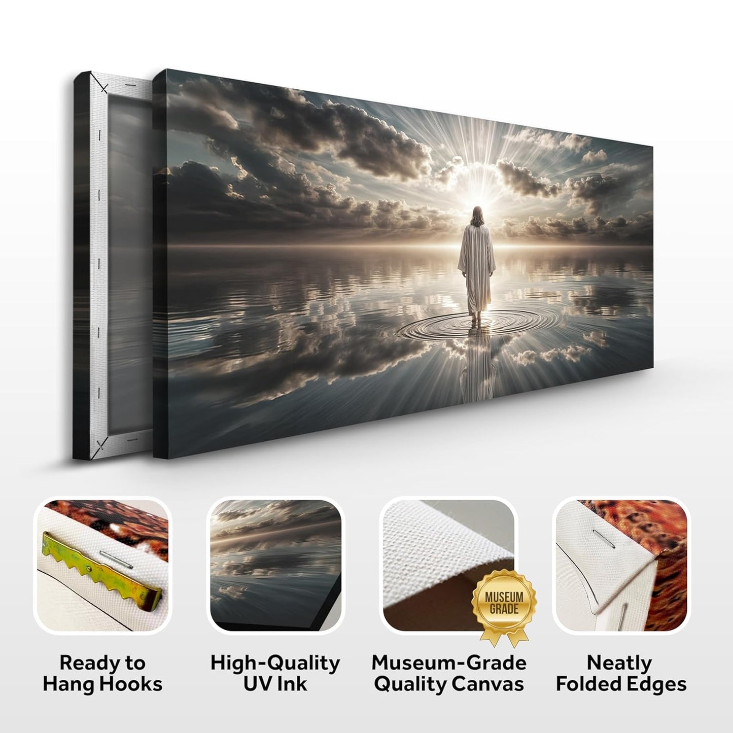 TAILORED CANVASES Jesus Walking on Water Canvas – Christian Wall Art, Jesus Canvas Wall Art, Jesus Pictures for Wall, Jesus Walks Jesus Poster, Jesus Art, Jesus Walking on Water Wall Art - 24x48