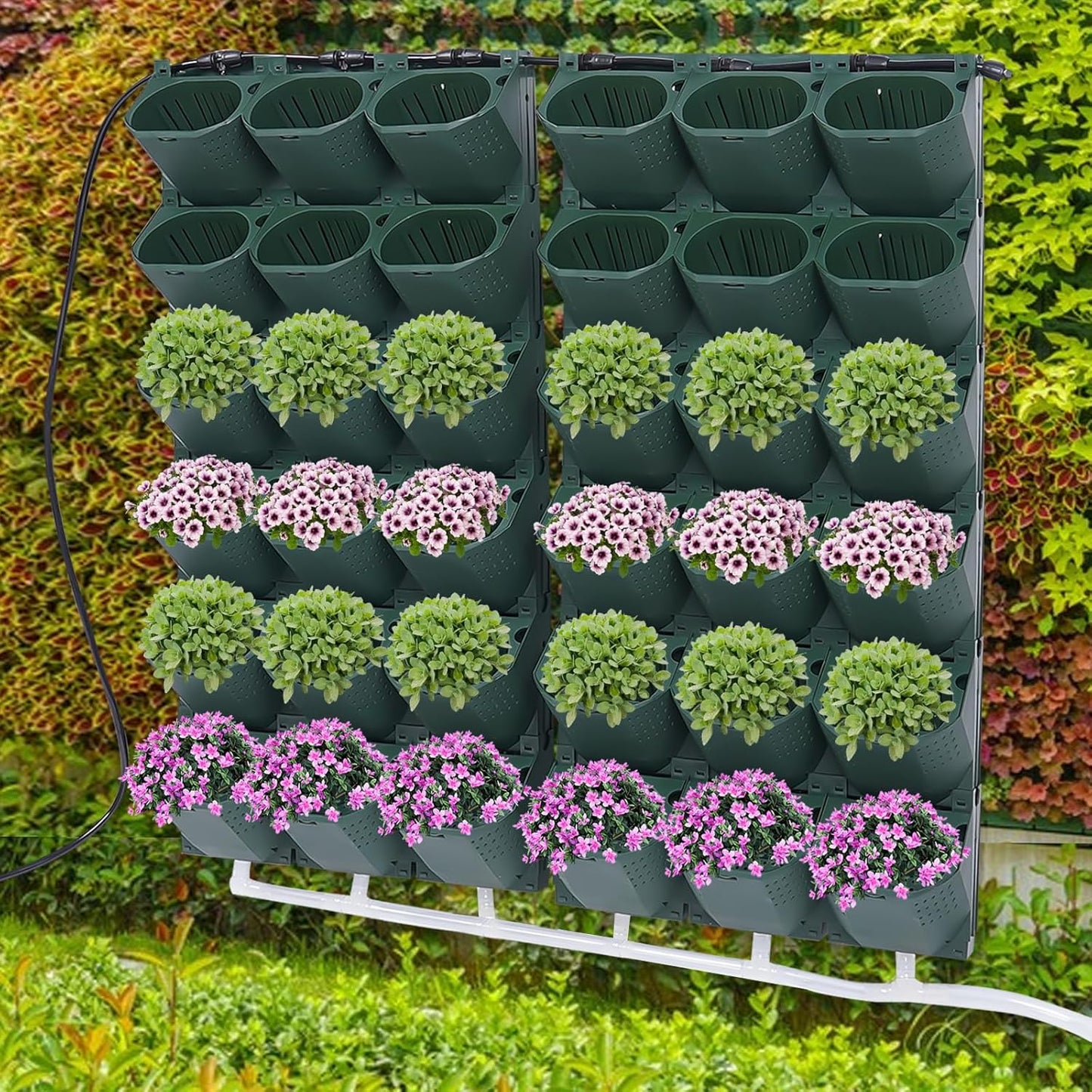 Vertical Wall Planter, Self-Watering Vertical Garden Planter Set with 36 Pots, Stackable Planters Grow Pots with Electronic Timer for Growing Veggies, Fruits, Herbs, Flowers.