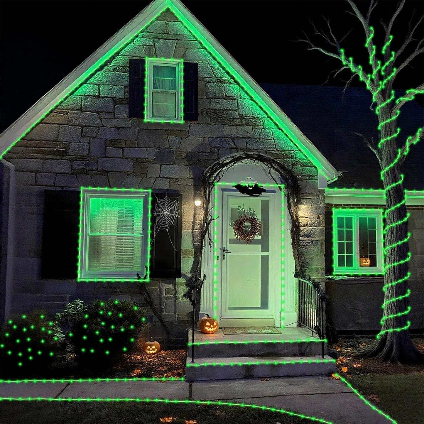 YEGUO 2 Packs Each 33ft 100 LED Solar Rope Lights Outdoor Waterproof, Green String Lights for Outside, 8 Modes Fairy Lights in Clear Thin Tube for Camping Fence Patio Garden Trampoline Deck