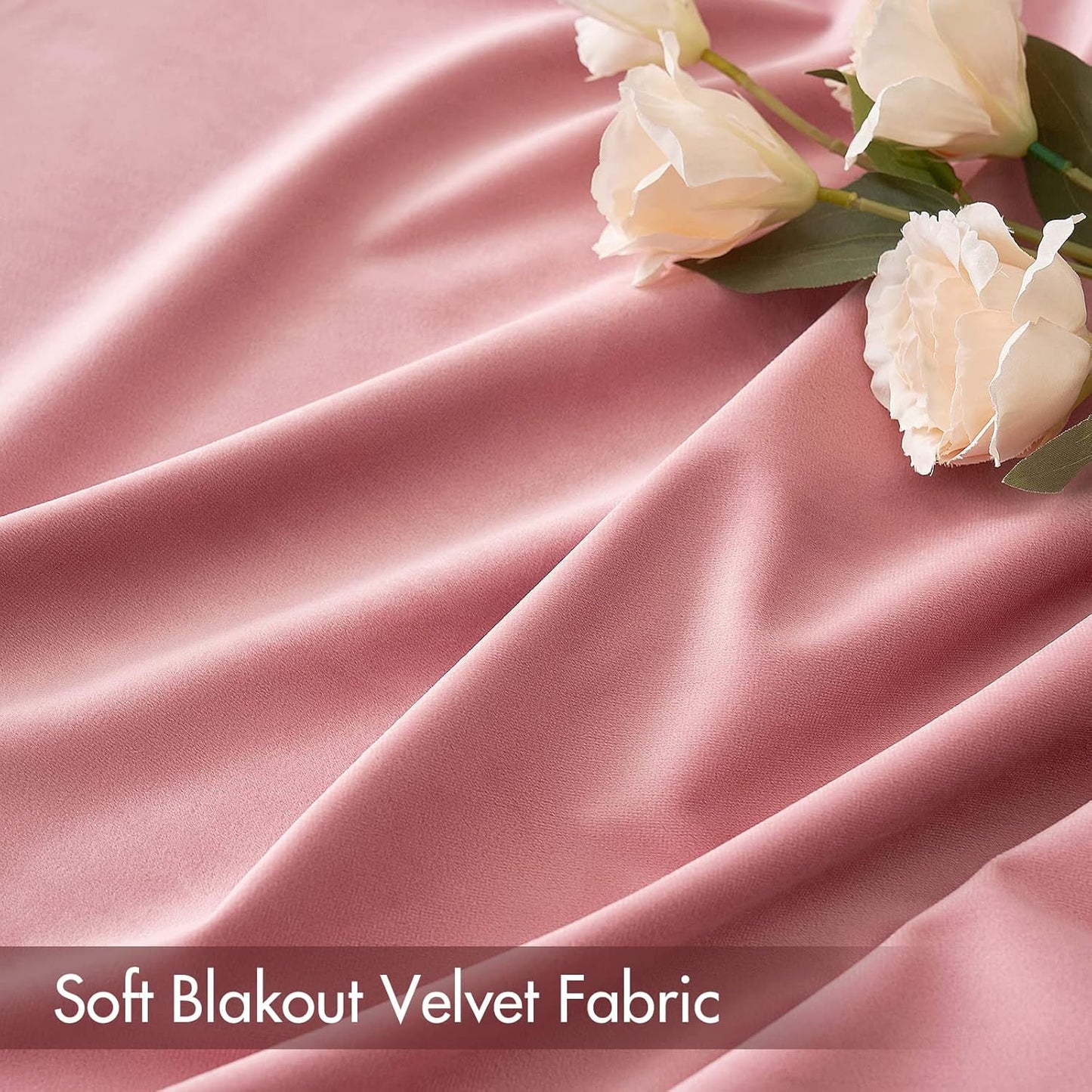 MIULEE Blush Pink Velvet Curtains Thermal Insulated Blackout Curtain Drapes for Bedroom Living Room Darkening 108 Inches Long Curtains Panels Rod Pocket Set of 2