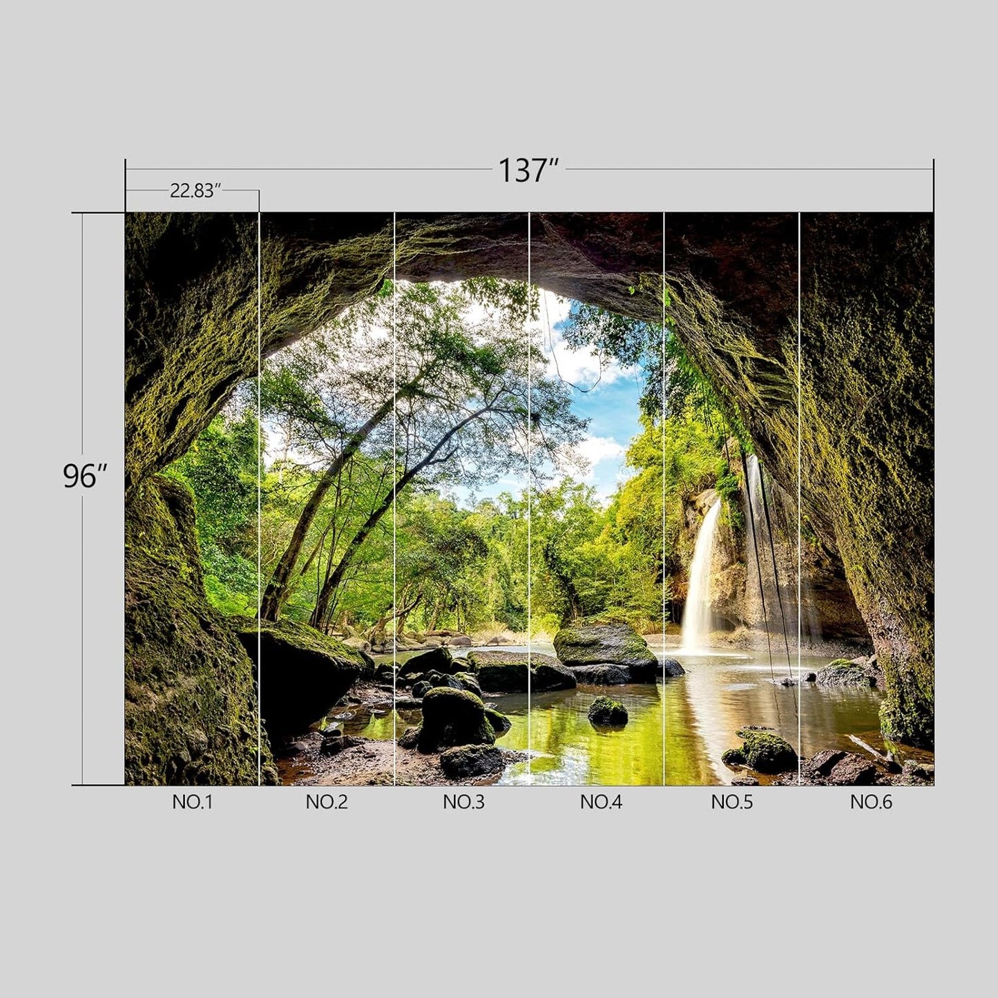 3D Space Cave Landscape Wallpaper Peel and Stick Wall Mural for Bedroom Living Room - 96"x137"