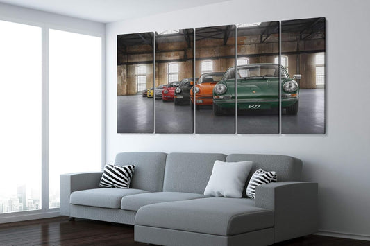 Porsche Car 911 Color Revolution Canvas Art Print Picture Wall Home Decor - Various Sizes (5 Pieces Mega)
