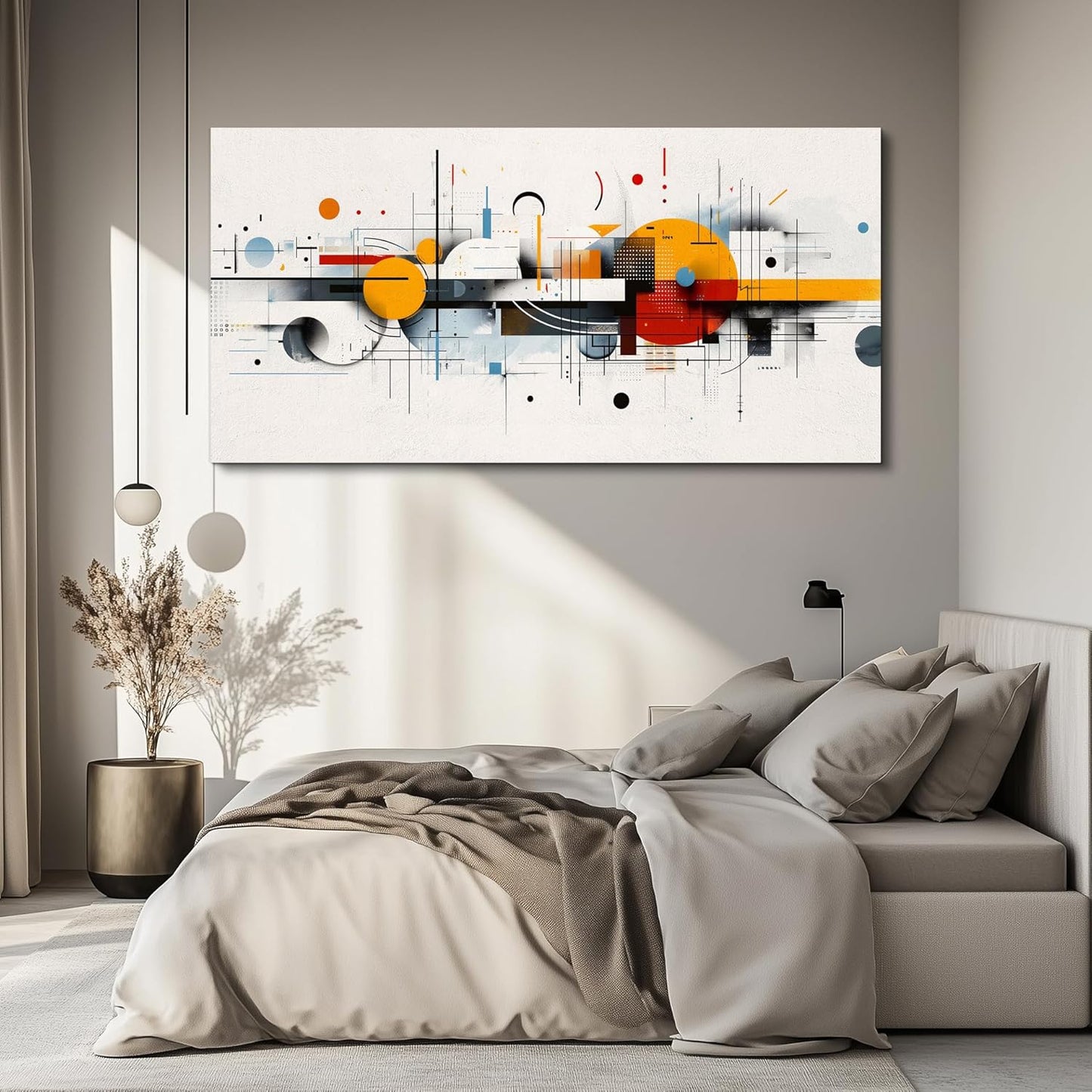 KELIYUAN Large Canvas Modern Print Artwork Home Decor Abstract Geometry Red Yellow Blue Wall Decor For Living Room Dining Room Wall Art For Office Bedroom Hallway Decoration Aesthetics 30 X 60 In