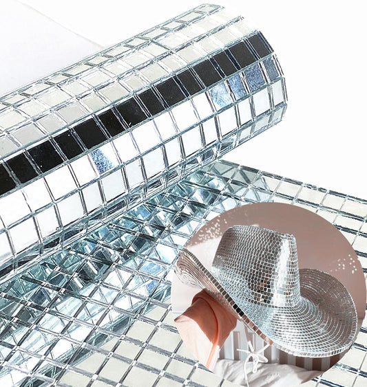 REDODECO Real Glass Silver Mirrors Mosaic Tiles Sticker for Craft Square Glass Tiles Self Adhesive,5mm by 5mm (Silver, 2400PCS)