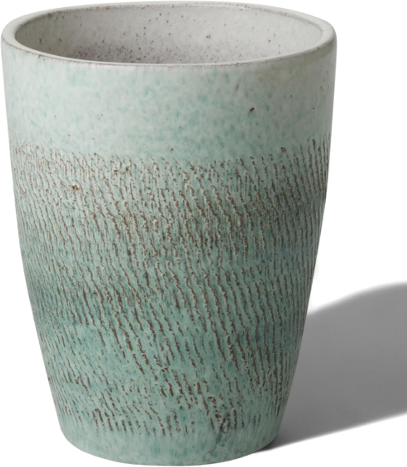 Emissary Bullet 9.5 in. Coastal Splash Ceramic Round Planter (9.5 in. L x 9.5 in. W x 12 in. H) with Drainage Hole