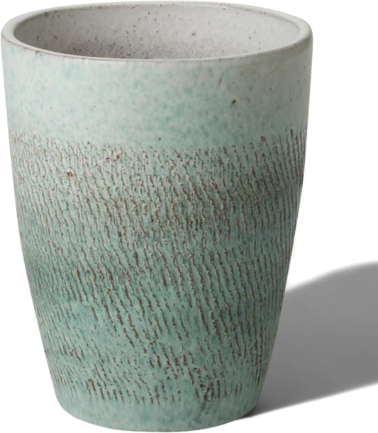 Emissary Bullet 9.5 in. Coastal Splash Ceramic Round Planter (9.5 in. L x 9.5 in. W x 12 in. H) with Drainage Hole