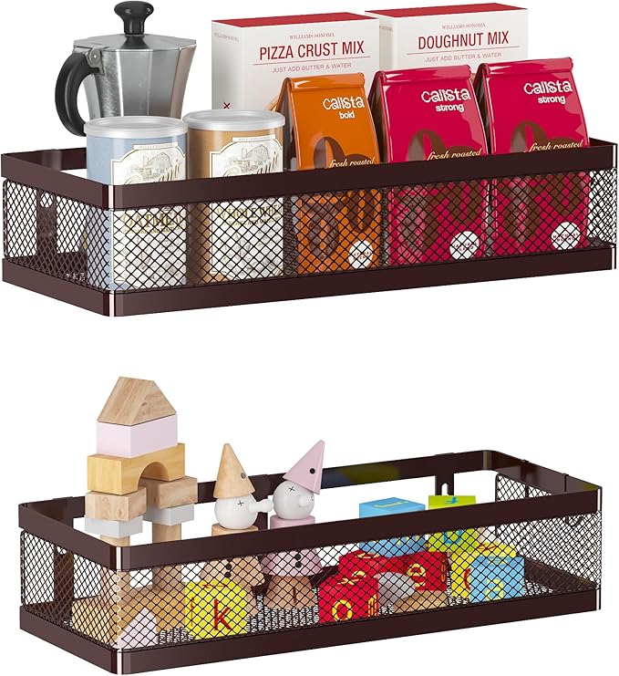 PUSDON Metal Wall Hanging Basket 2 Packs DIY Suitable for Multiple Scenes - Middle Bronze Netting