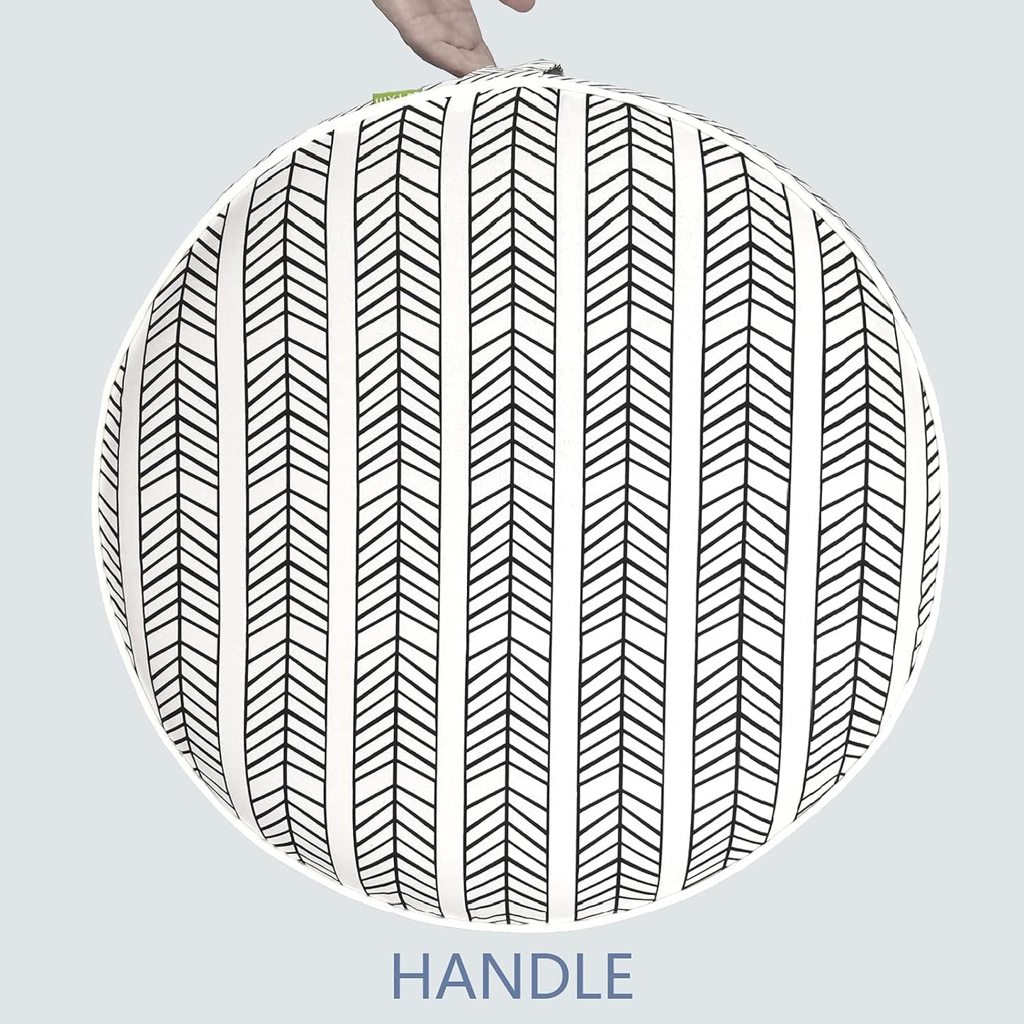 LVTXIII Outdoor/Indoor Inflatable Ottoman, Patio Footrest Stool, Portable Round Ottoman for Patio Garden, Camping or Home, Herringbone Black White