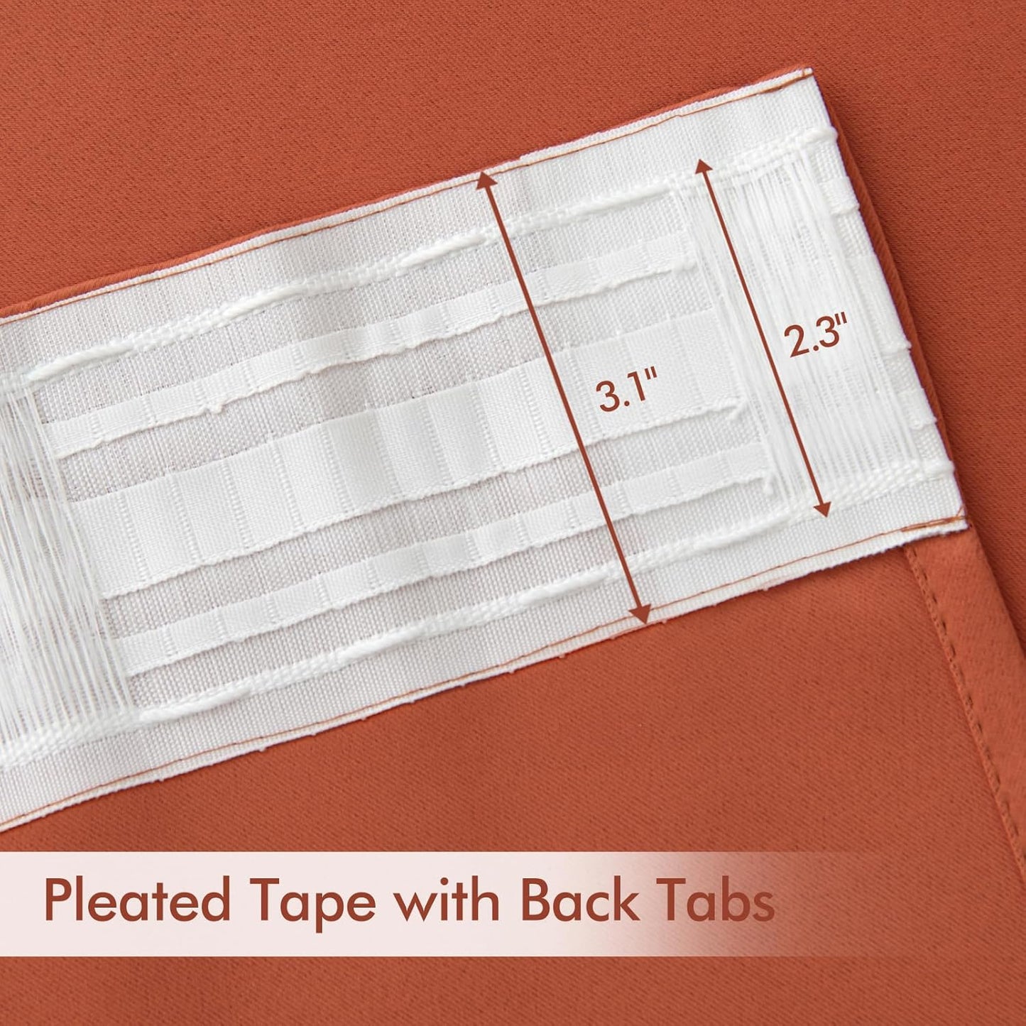 MIULEE Back Tab Burnt Orange Blackout Curtains 120 Inch Long 2 Panels Set for Living Room Bedroom Privacy, Fall Terracotta Rod Pocket/Pinch Pleated Extra Long Room Darkening Light Blocking Drapes