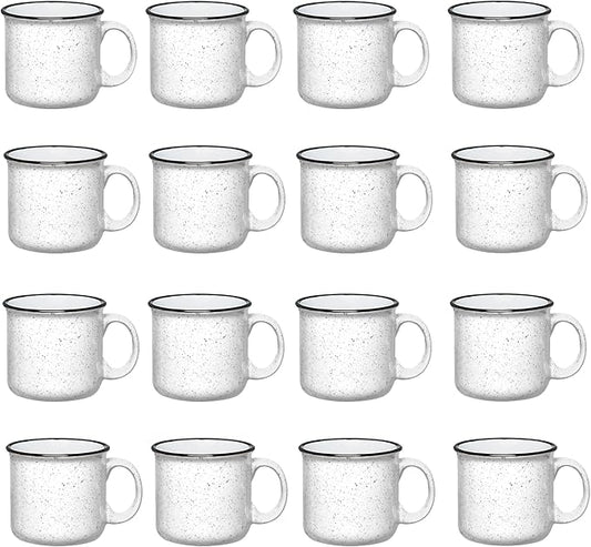 Set of 16 Ceramic Campfire Mugs – 15 Oz, White – Coffee & Tea Cups for Home, Work, Travel, Camping – Customizable, Great for DIY, Events, Companies