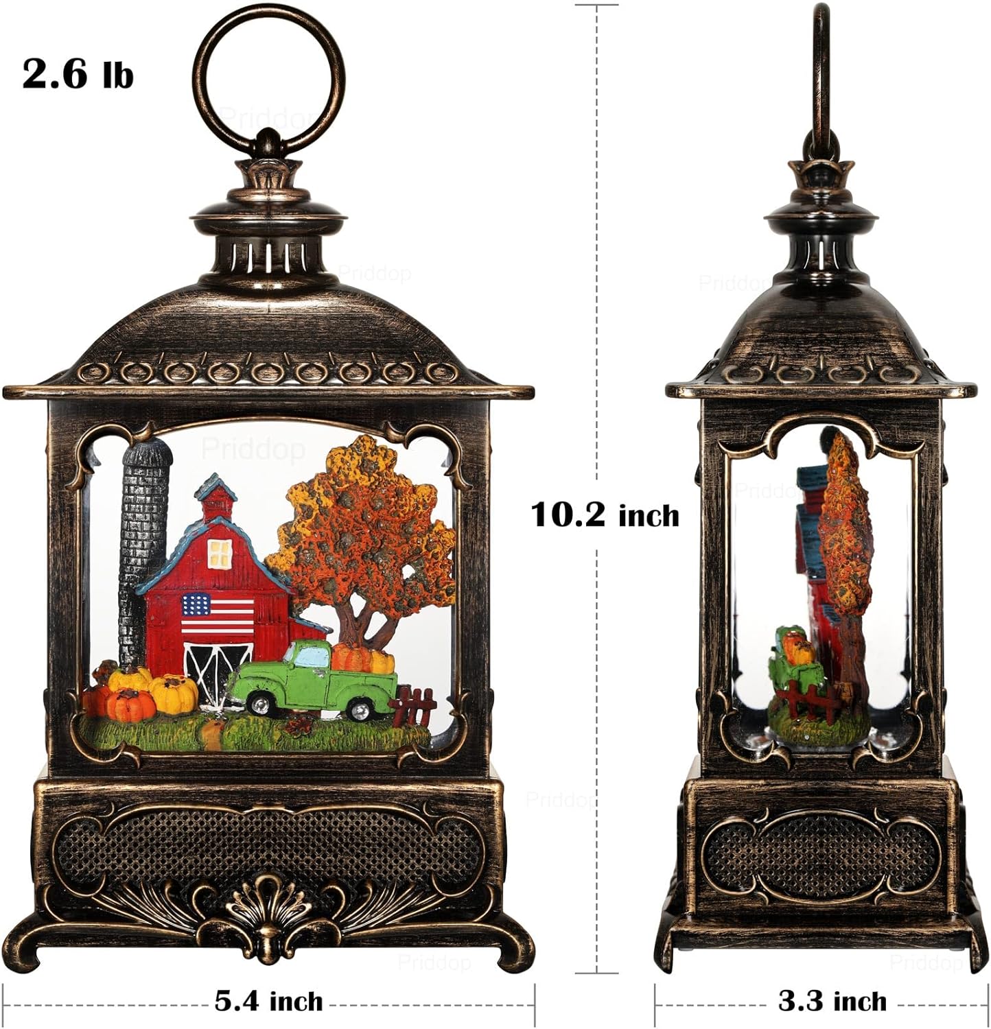 Fall Snow Globe Lantern Fall Decorations for Home Thanksgiving Gifts Autumn Harvest Fall Decor Swirling Glitter Snow Globes Barn Truck Pumpkin Farm