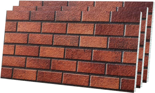 IZODEKOR 3D Brick Effect Wall Panels - Faux Brick Paneling for Living Room, Kitchen, Bathroom and More | Oldbury - Pack of 3, Covers 16 sq ft