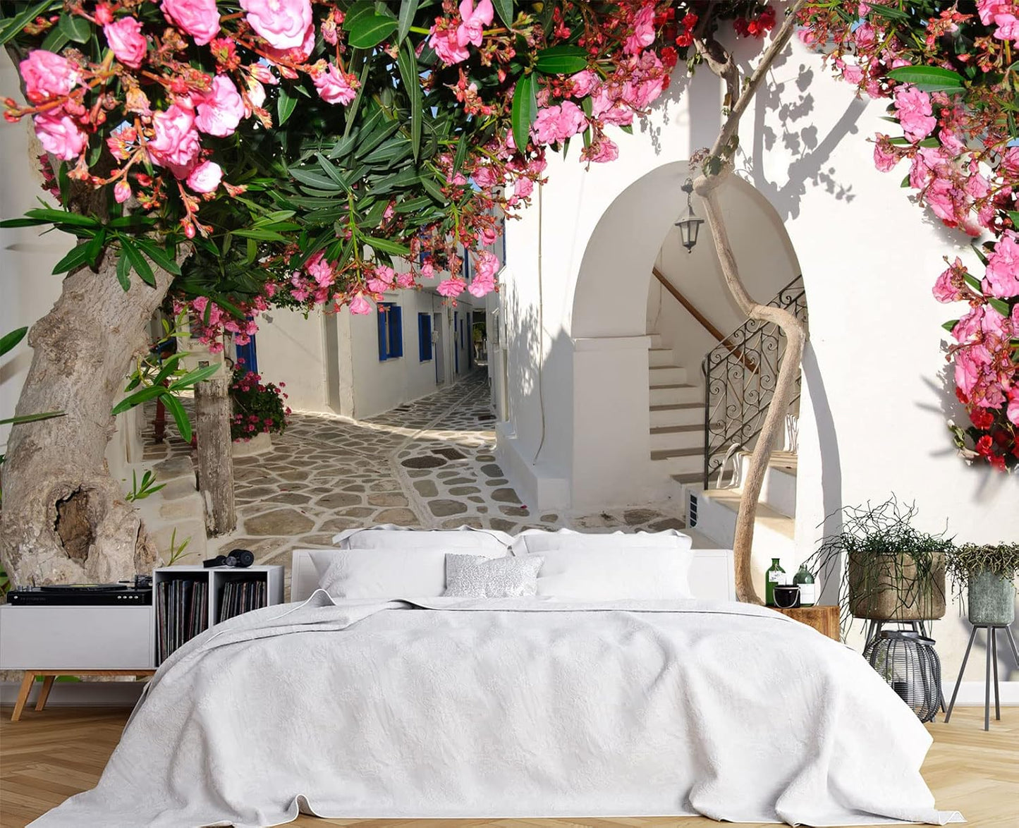 Traditional Backalleys of Amorgos Greece Wall Mural Wallpaper for Bedroom 137" x 100"
