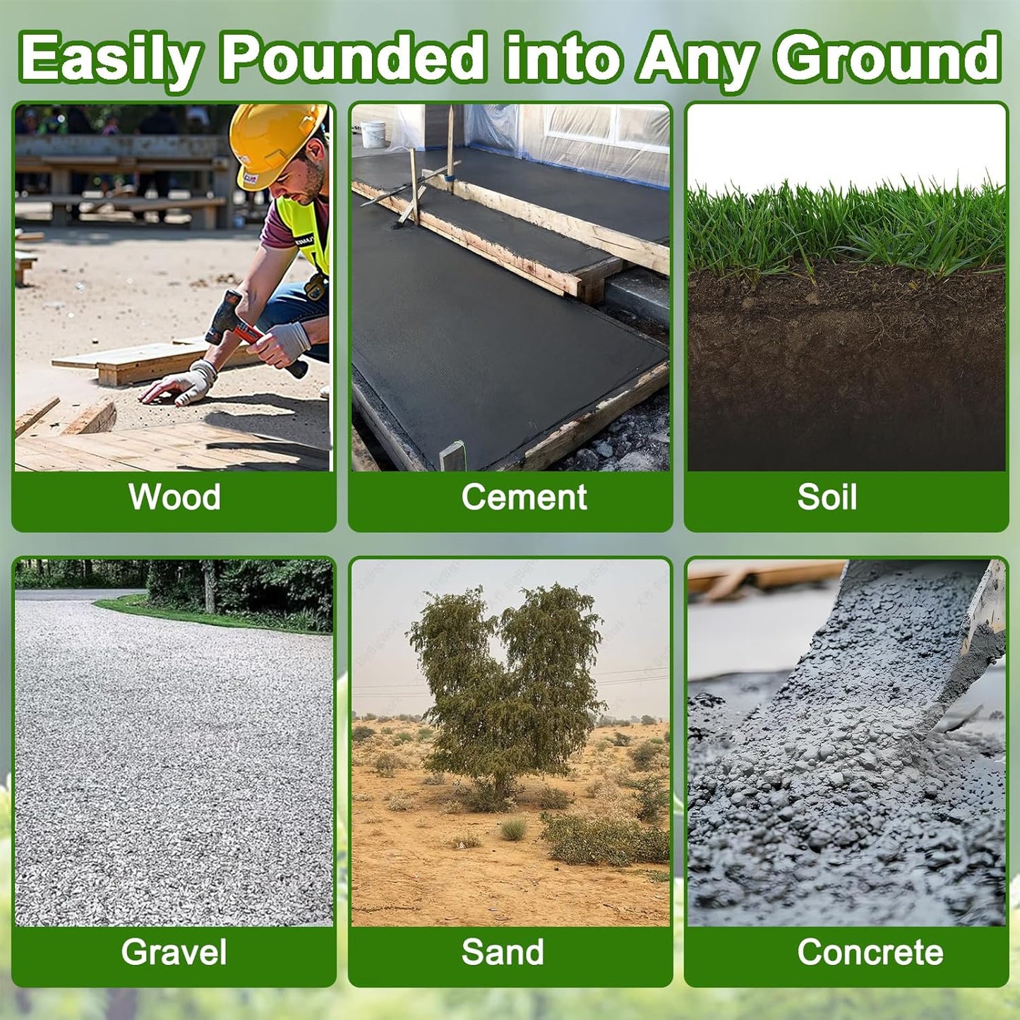 VVOKGO Rebar Stakes 18 Inch J Hook Heavy Duty Ground Anchors (32-Pack), 3/8" Diameter Metal Steel Extra Long Fence Stakes with Chisel Point End for Greenhouse, Gazebo, Carport, Camping Tents, Black