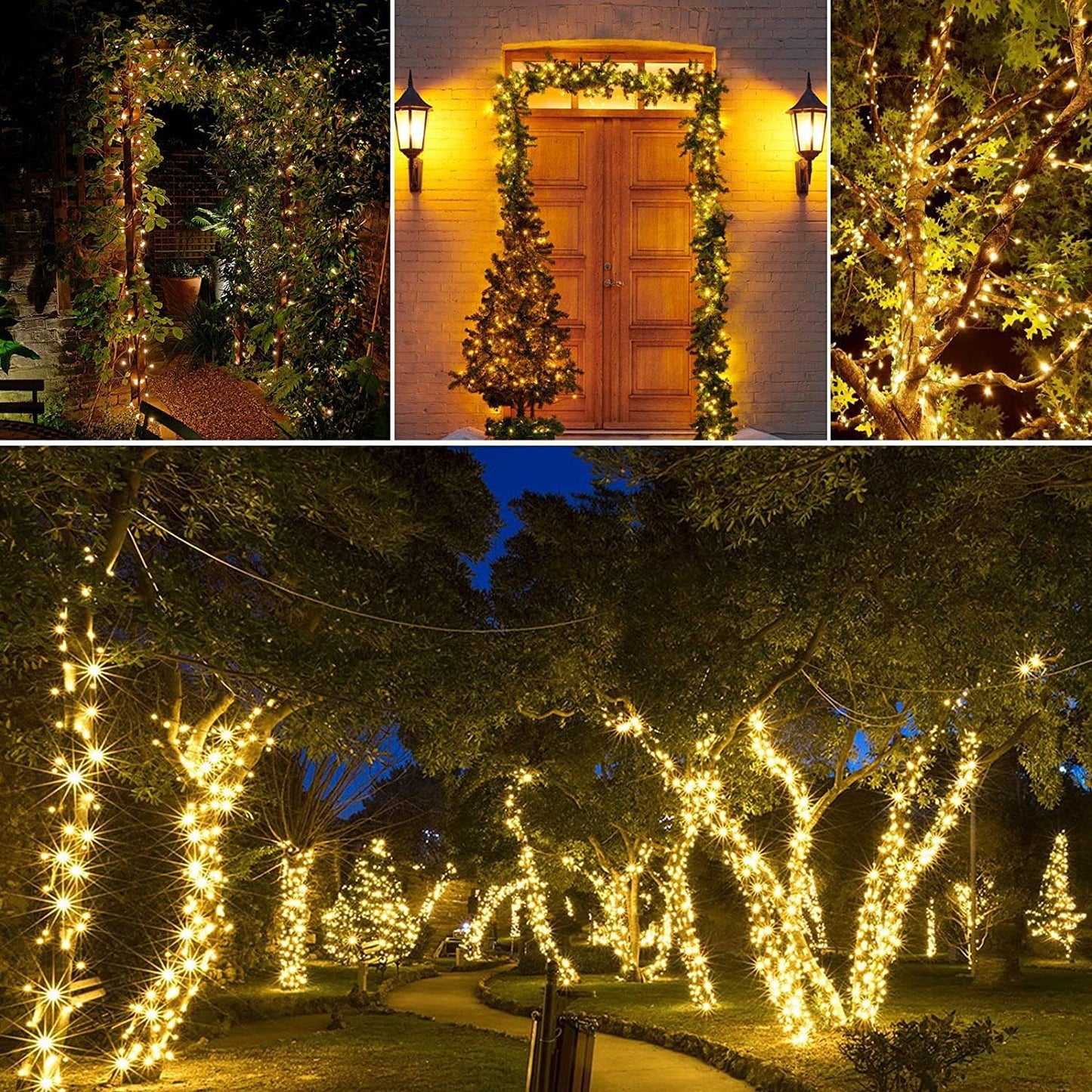 Joomer Solar Christmas Lights Outdoor, 2 Pack Total 144FT 400 LED 8 Modes Waterproof Solar Christmas Lights for Christmas Decoration (Warm White)