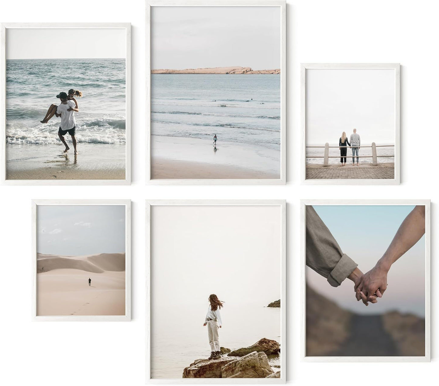 HAUS AND HUES White Frames for Gallery Wall - Set of 6 Picture Collage Frames for Wall, picture Frame Sets for Wall Collage, Gallery Wall Frame Set (Two 8x10, Two 11x14, Two 12x16 Framed White)