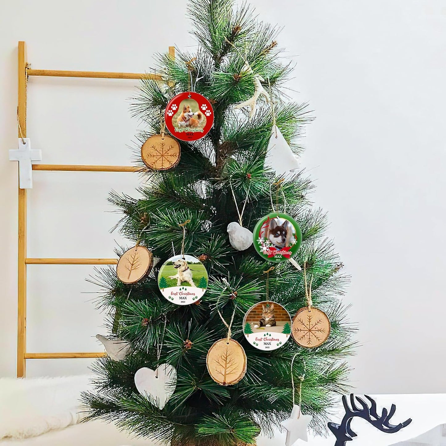 Valyria Personalized Christmas Ornament 2025 Custom Pet Memorial Gifts Photo Ornament Dog Cat First Christmas Ornaments Customized Xmas Tree Decorations Keepsake Gift for Dog Lovers, Pet Lovers