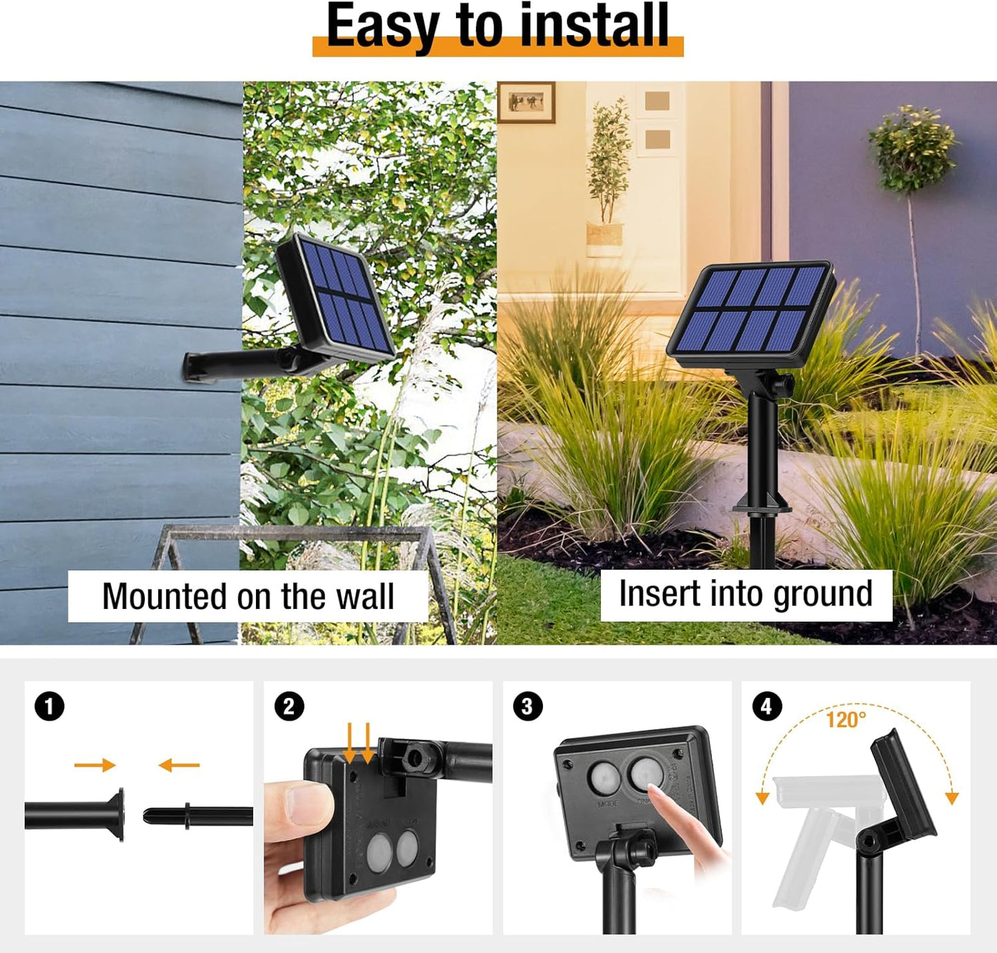 4 Pack Solar String Lights Outdoor - 320LED 132FT Solar Fairy Lights Outside Waterproof with 8 Modes, Copper Wire Twinkle Solar Outdoor Lights for Garden Yard Tree Christmas Wedding Decor, Cool White