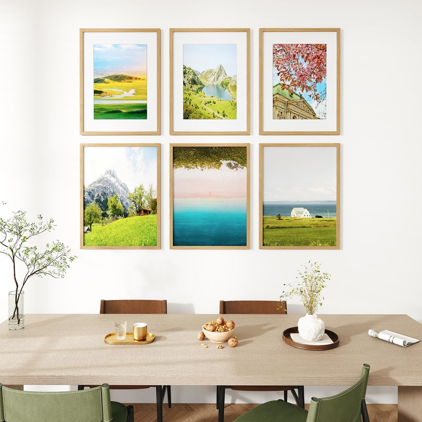 IBUYKE 18x24 Picture Frame,Solid Oak Wood 18x24 Photo Frame with Mat to 16x20,18x24 Picture Frames With Tempered Glass,Wall Mount Display,Home Decor,Natural Oak 24 x 18 Frame,UWPF1824N