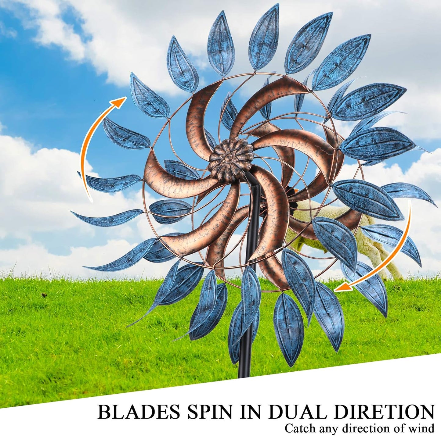 Wind Spinner Large Wind Mill Metal Outdoor Indoor Large Two-Way Wind Sculptures for Garden Patio Yard Decor