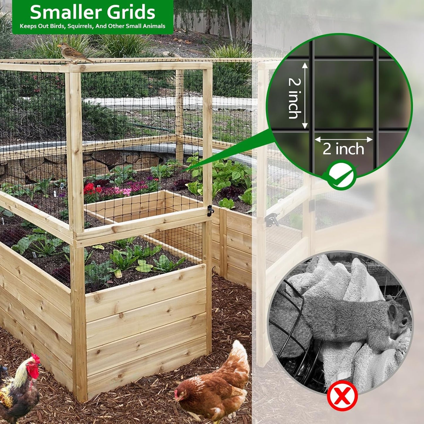 Wire Fence, 36 in(H) X 50 ft(L) PVC Coated Welded Wire Fencing 2" X 2" 16GA Garden Border Vinyl Metal Chicken Wire Fencing Mesh Roll for Yard Vegetable Plant Protection Poultry Netting Black