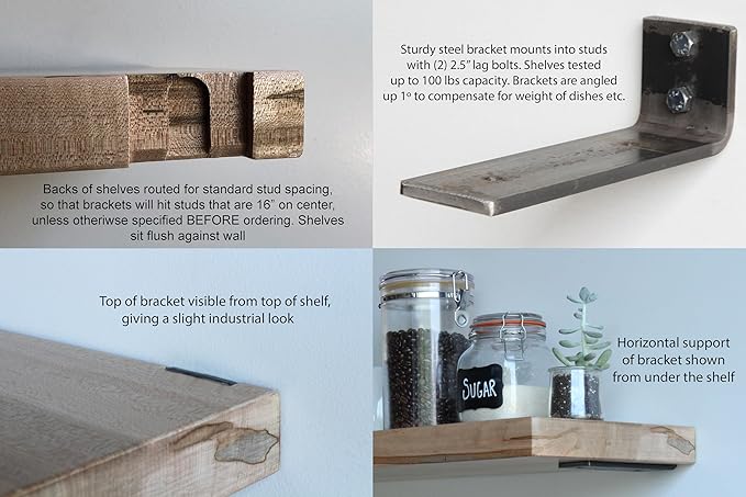 Urban Legacy Deep Floating Shelves | Wormy Maple with Furniture Grade Clear Coat | Low Profile Brackets | Set of 2 (36" x 11" x 2")