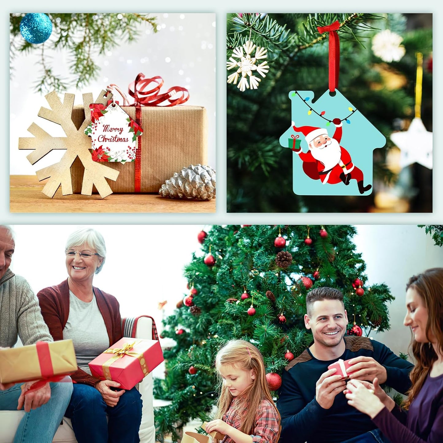 Personalized Christmas Ornaments 2024 Customized with Photo Text Ornament Keepsake Pet First Christmas Ornament Bulk Custom Wooden Xmas Tree Decorations, Wood House