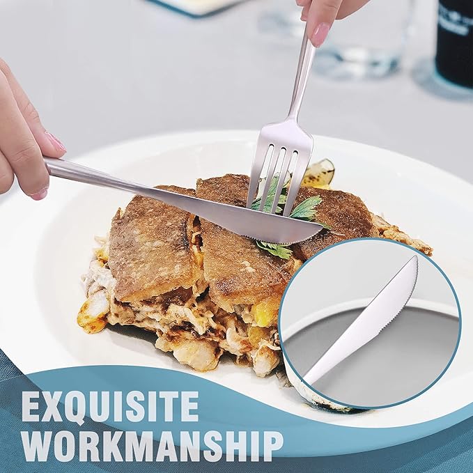 Matte Silverware Set for 4,Modern Stainless Steel Brushed Cutlery Set,20-Pieces Heavy Duty Flatware Set,Knives Spoons and Forks Set Utensils Set, Satin Finish, Dishwasher Safe