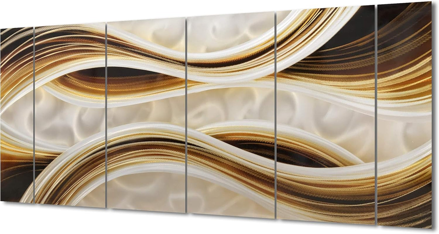 Yihui Arts Abstract Metal Wall Art Hand Crafted Aluminum Artwork Modern 3D Sculpture for Living Room Bedroom Dinning Decor