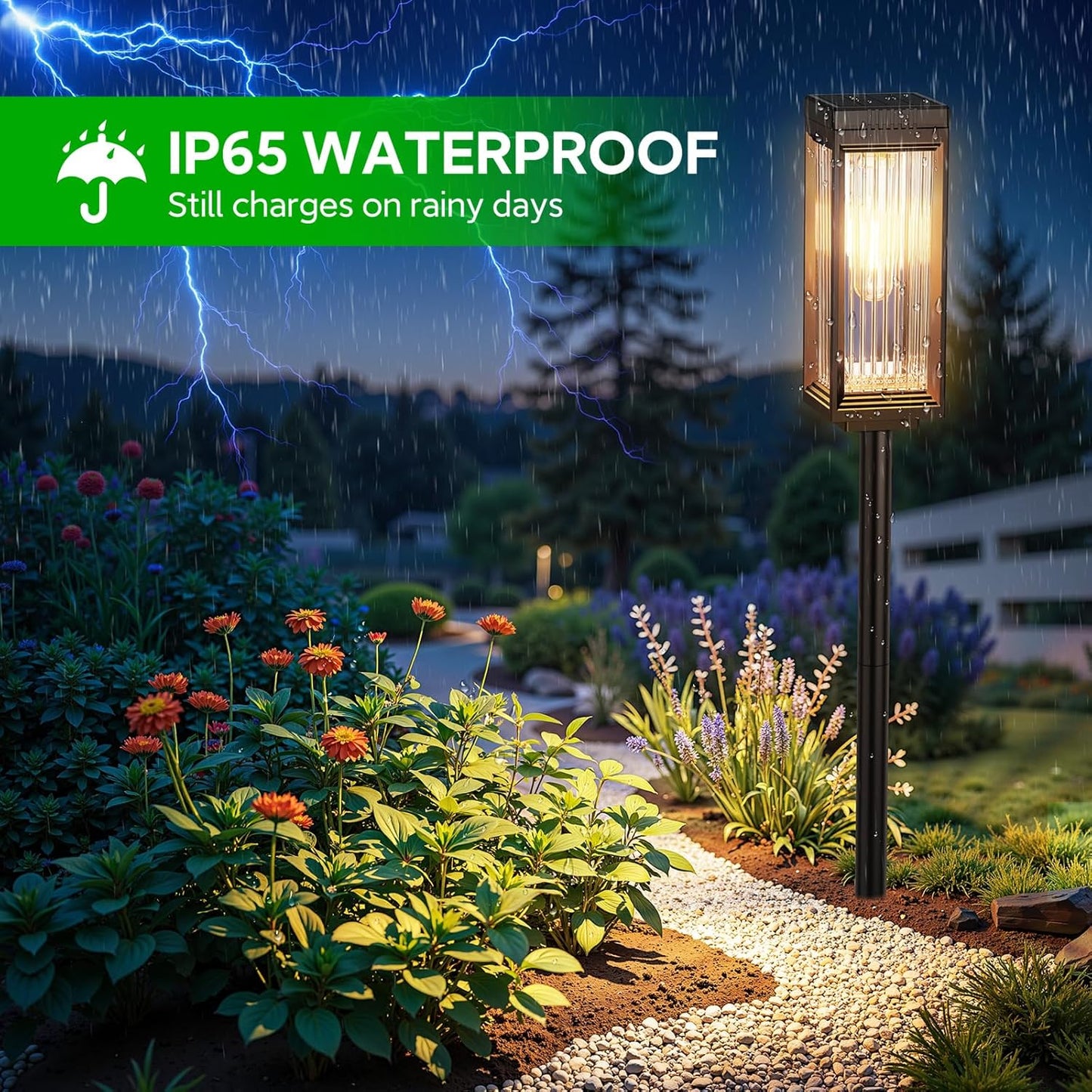 Solar Pathway Lights Outdoor, 6 Pack Upgraded Solar Lights Outdoor Waterproof, Bright Up to 15 Hrs Auto On/Off Garden Light for Yard Patio Lawn Path Walkway Driveway Outside Decor