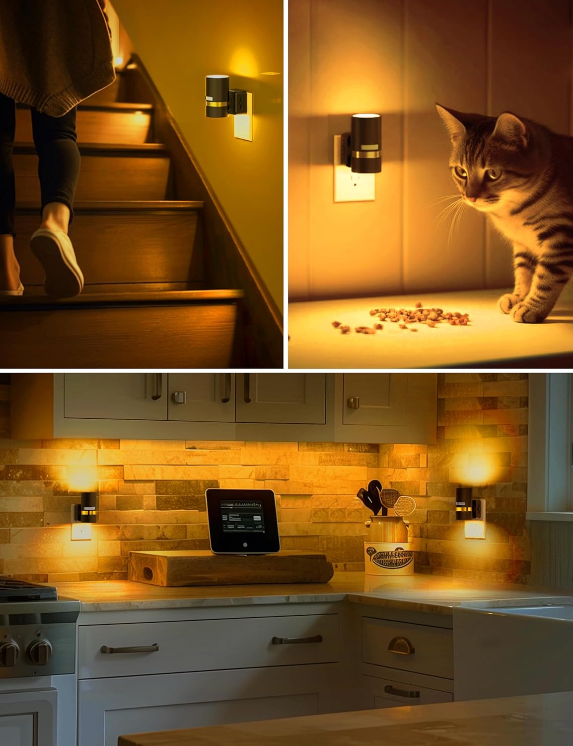 L LOHAS LED Motion Sensor Night Light Plug in, Night Lights Plug into Wall with Adjustable Brightness, 1600K Amber Light, 1W Energy-Saving Nightlight for Bathroom Bedroom Kitchen Hallway, 2 Pack