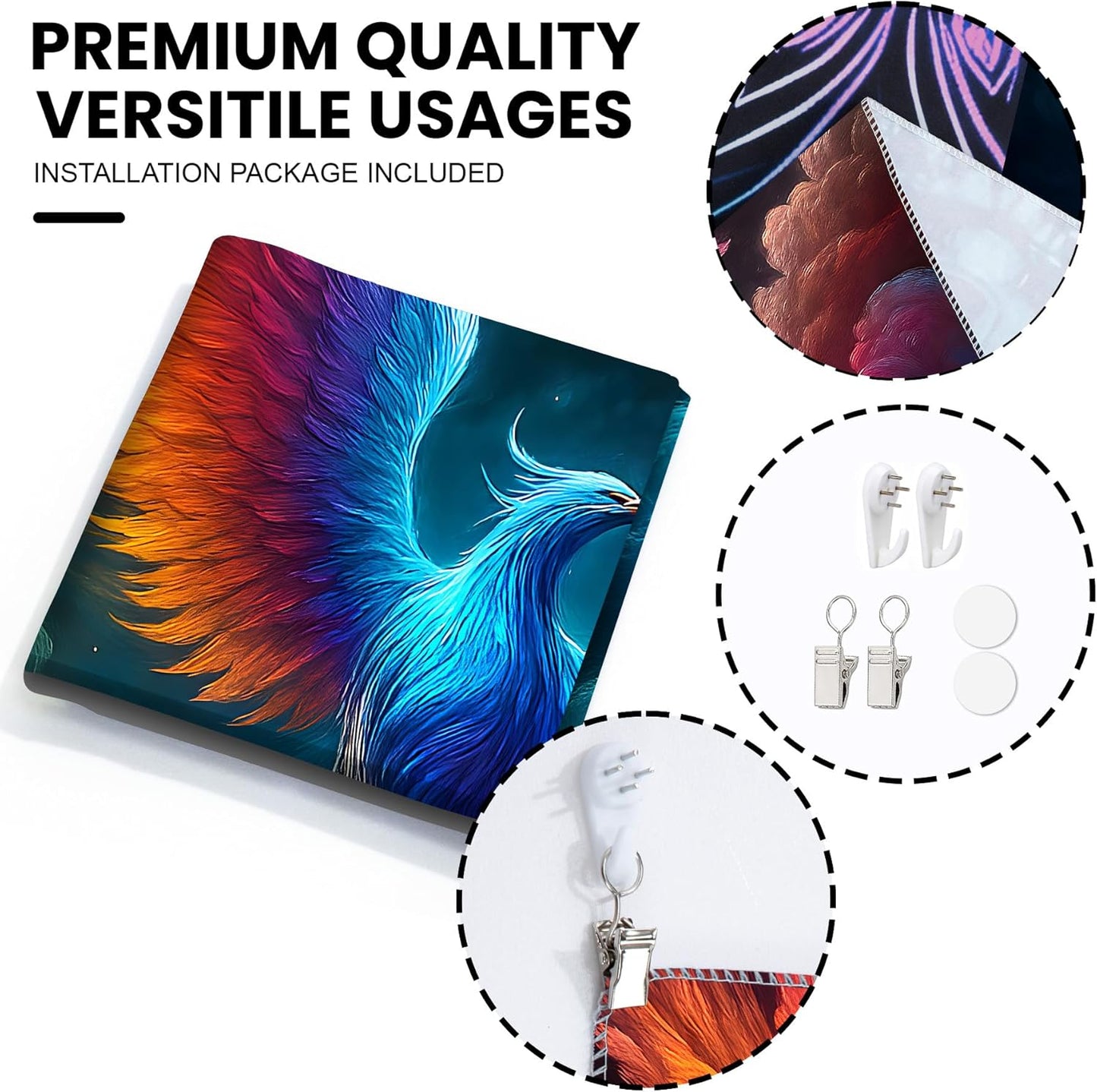 Blacklight Tapestry,WingTapestry Glow In The Dark,UV Reactive Black Light Upright Posters Wall Hanging for Bedroom Dorm Living Room Backdrop Decor (wing17, 90L" x 70W")