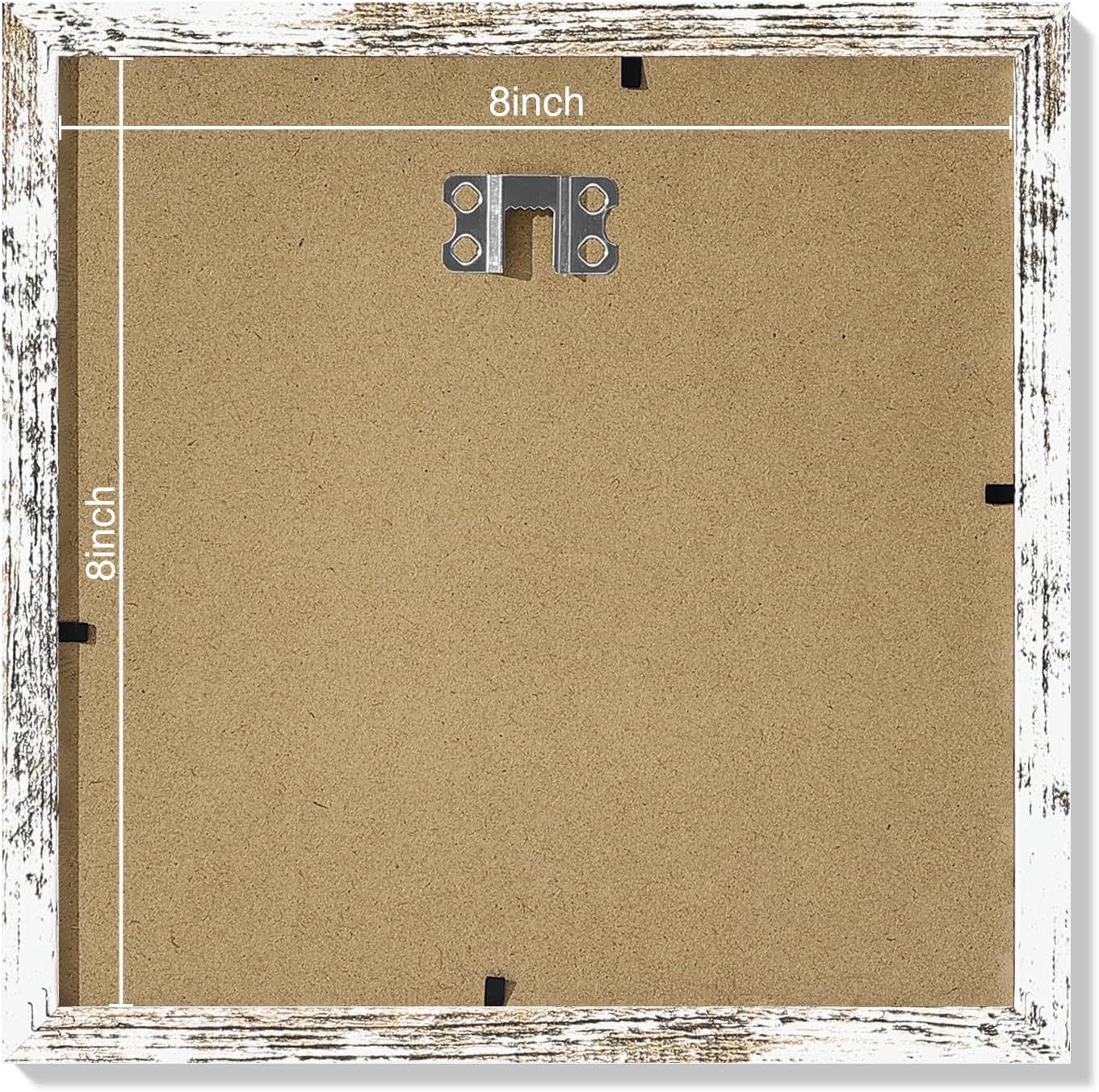 Vittanly 8x8 Picture Frames Set of 9, Shatter Resistant Plexiglass, Display 4x4 Pictures with Mat or 8x8 without Mat, Photo Frames for Wall Mount, Engineered Wood, Distressed White