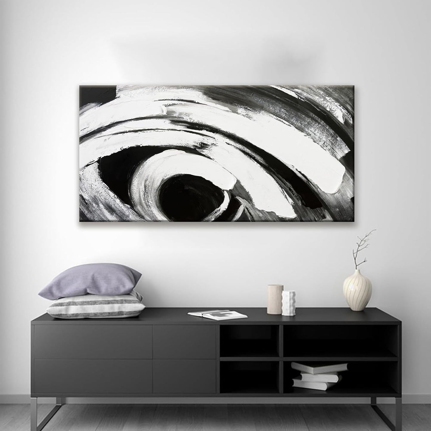 TAIJXAGSG Black And White Wall Art Modern Abstract Wall Decor Canvas Prints Picture Canvas Art Wall Decor Modern Wall Artwork Bedroom Living Room Office Decoration Ready To Hang 24"X48"