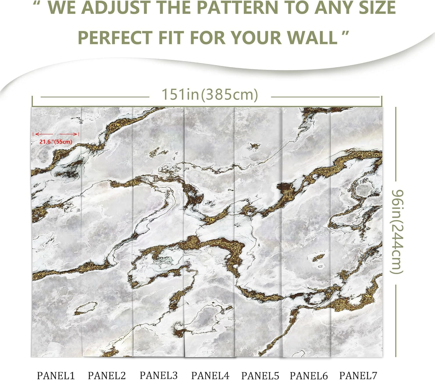 Marble Wallpaper Large Abstract Gold Wall Mural for Bedroom Living Room Office(Not Peel and Stick)